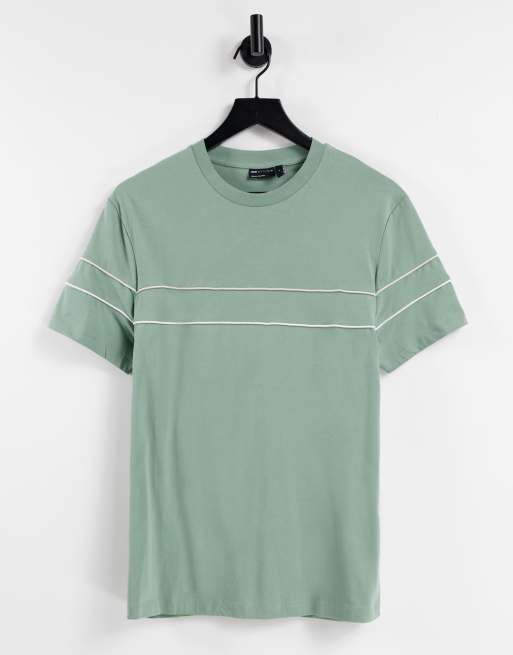 ASOS DESIGN t-shirt with contrast piping in green