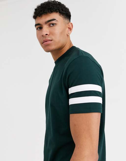 white shirt green stripes