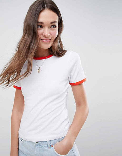 ASOS DESIGN with contrast trim in white/red