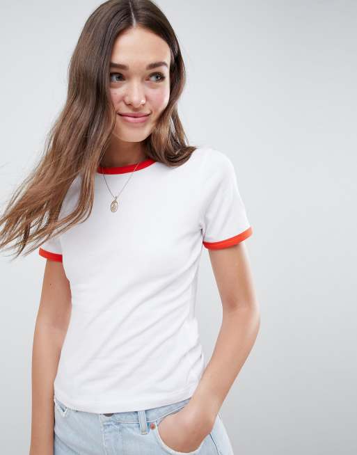 DESIGN t-shirt with contrast in white/red | ASOS