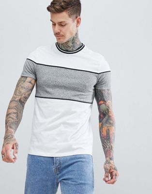 ASOS DESIGN t-shirt with contrast twisted jersey panels and tipping in ...