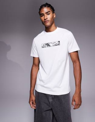 Asos Design T-shirt With Crane Graphic In White