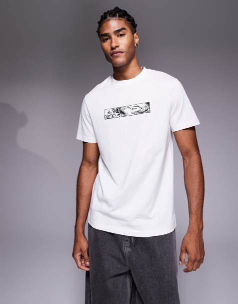 ASOS DESIGN T-shirt with crane graphic in white - view 1
