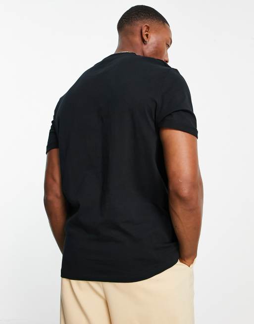 ASOS DESIGN t-shirt with crew neck and roll sleeve in black | ASOS