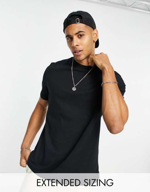 ASOS DESIGN t-shirt with crew neck and roll sleeve in black