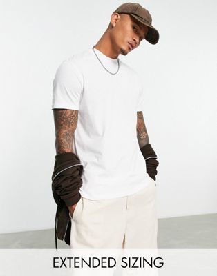 ASOS DESIGN t-shirt with crew neck and roll sleeve in white