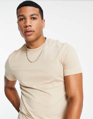 ASOS DESIGN t-shirt with crew neck in beige