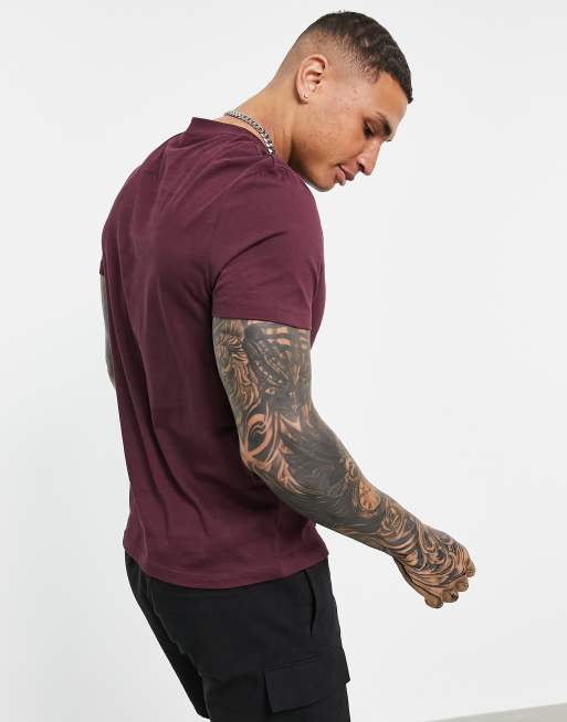 ASOS Check Shirt In Burgundy Marl In Regular Fit