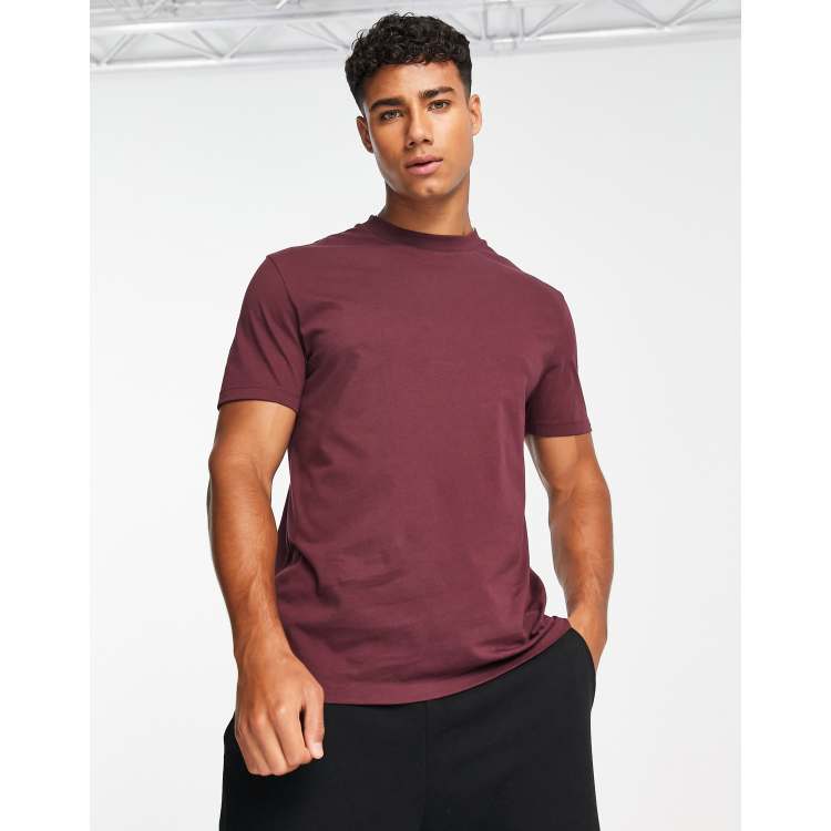 ASOS DESIGN t shirt with crew neck in burgundy ASOS