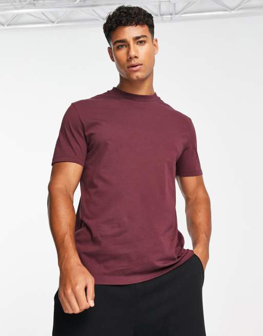 Burgundy crew on sale neck t shirt