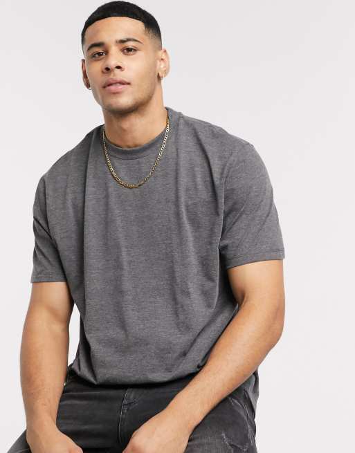 ASOS DESIGN t-shirt with crew neck in charcoal marl