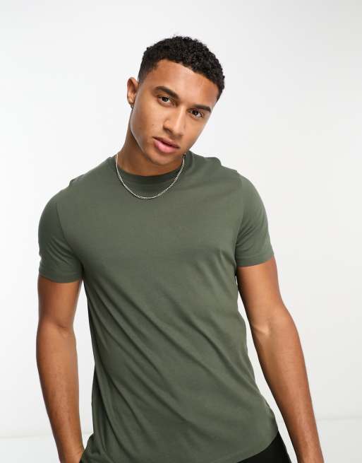 ASOS DESIGN tshirt with crew neck in khaki ASOS
