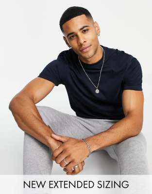 ASOS DESIGN t-shirt with crew neck in navy - NAVY - ASOS Price Checker