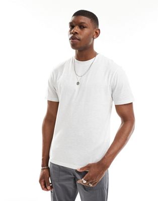 t-shirt with crew neck in oatmeal heather-Neutral