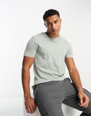 ASOS DESIGN t-shirt with crew neck in washed green