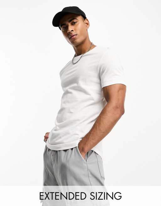 ASOS DESIGN cotton t-shirt with crew neck in charcoal marl - GREY