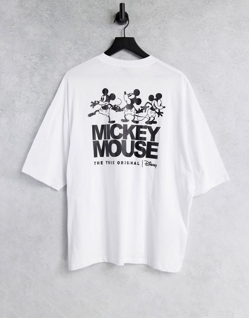 ASOS DESIGN t-shirt with Disney Mickey Mouse gloss back print in white - part of a set