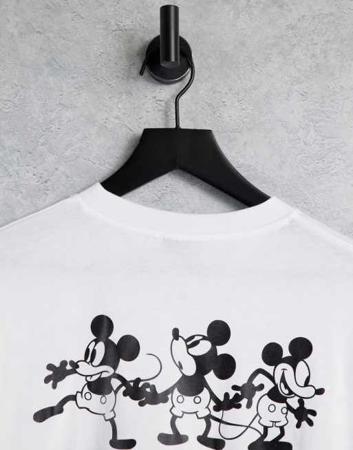 ASOS DESIGN t-shirt with Disney Mickey Mouse gloss back print in white - part of a set, 3 of 4