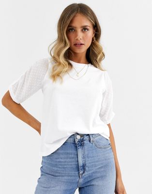 ASOS DESIGN t-shirt with dobby ruched sleeve | ASOS