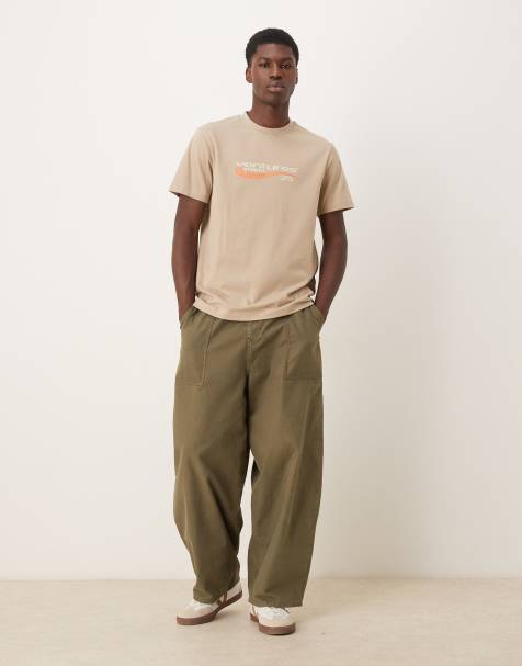 ASOS DESIGN t-shirt with high build text graphic in beige - view 2