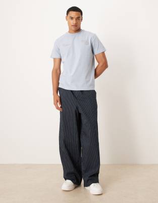 Asos Design T-shirt With High Build Text Graphic In Blue