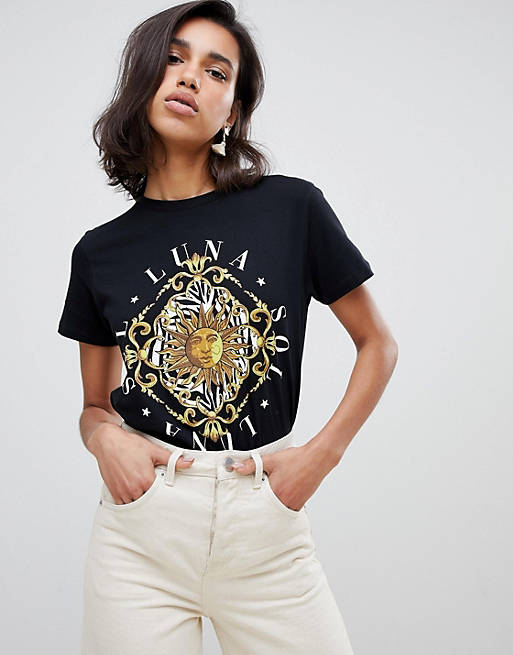 ASOS DESIGN t-shirt with luna sol print