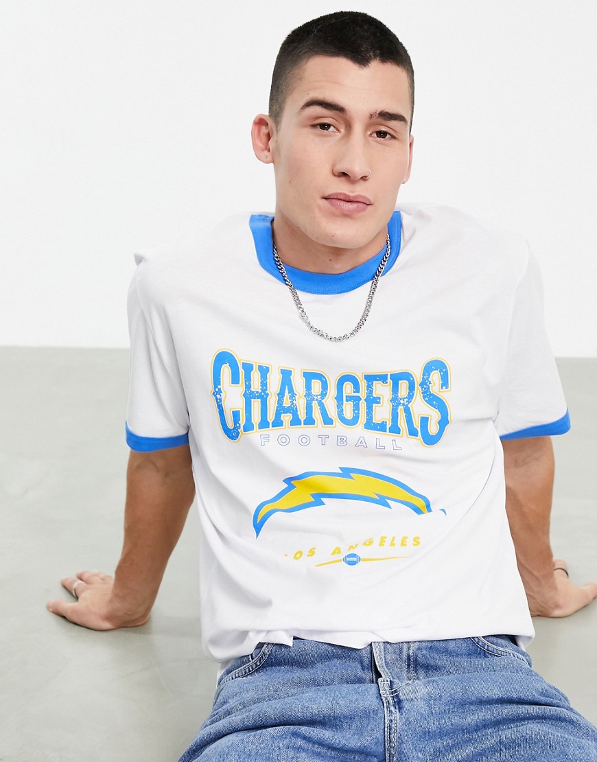 ASOS DESIGN t-shirt with NFL Los Angeles Chargers print in white