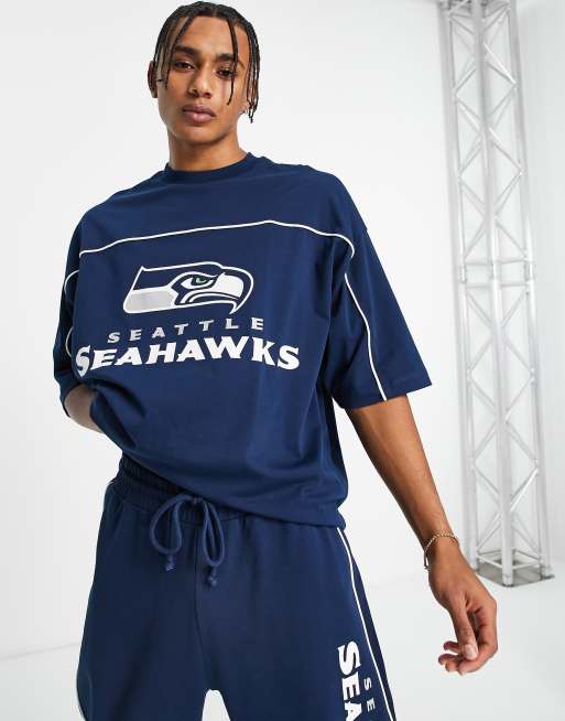 ASOS DESIGN t-shirt with NFL Seattle Seahawks print in navy (part of a set)