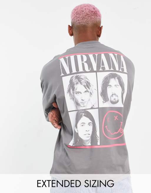 ASOS DESIGN T-shirt with Nirvana print in gray 