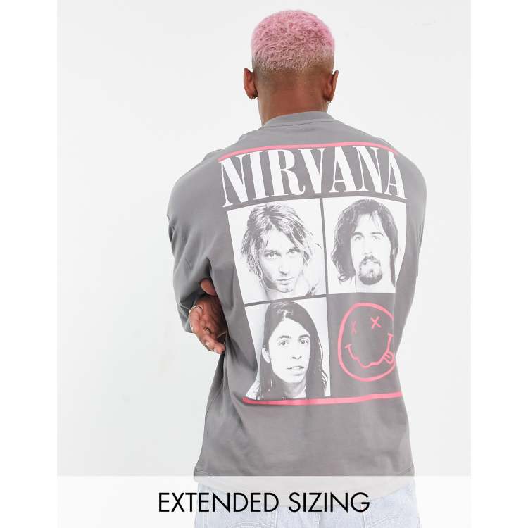 ASOS DESIGN t-shirt with Nirvana print in grey