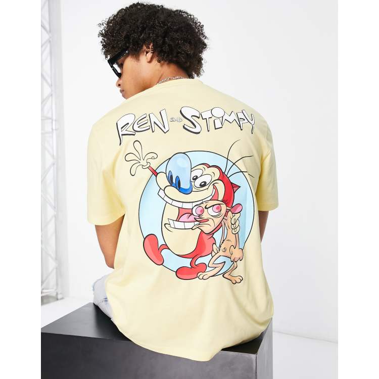 ASOS DESIGN t-shirt with Ren and Stimpy print in yellow | ASOS