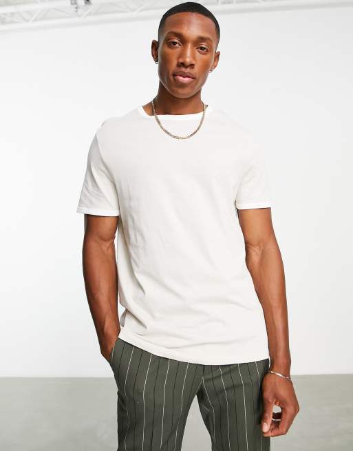 ASOS DESIGN t-shirt with ringer in stone