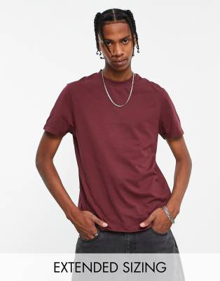 ASOS Design t-shirt with roll sleeve in burgundy | ASOS