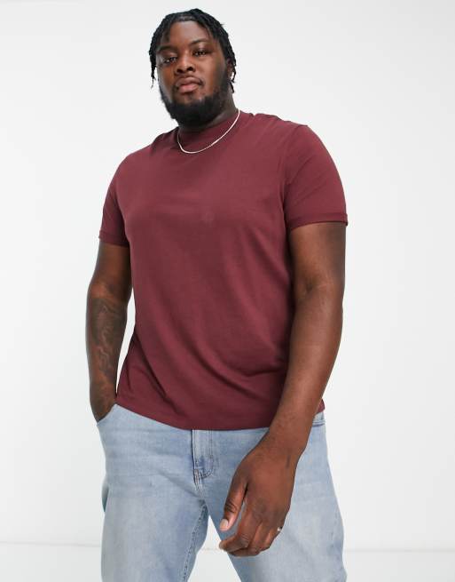 ASOS Design t-shirt with roll sleeve in burgundy | ASOS