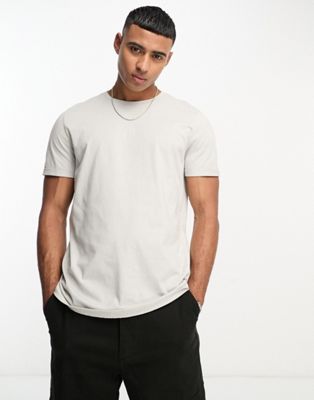 ASOS DESIGN t-shirt with roll sleeve in light grey