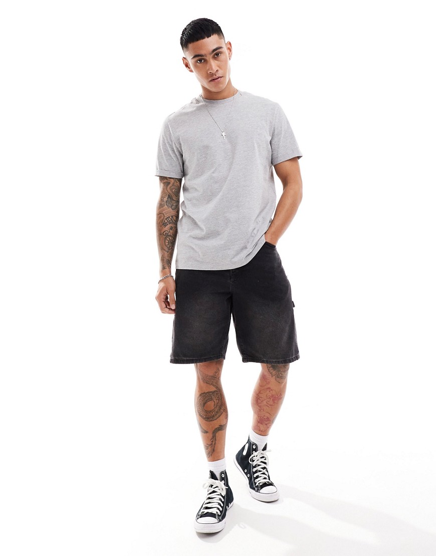 ASOS DESIGN t-shirt with roll sleeve in light grey