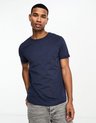 ASOS DESIGN t-shirt with roll sleeve in navy