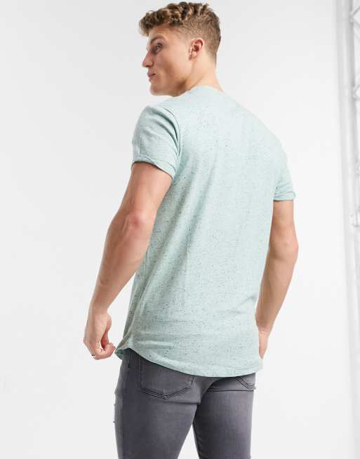 ASOS DESIGN t-shirt with roll sleeve in pastel green slub fabric, 2 of 4