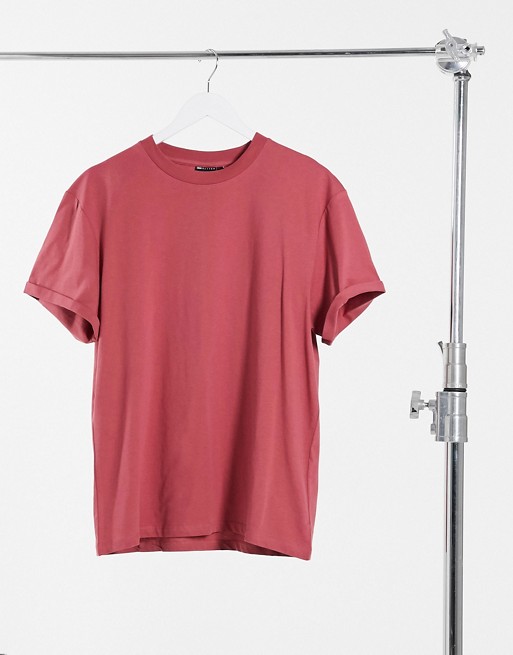 ASOS DESIGN t-shirt with roll sleeve in red