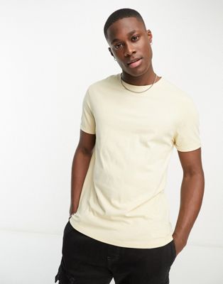 ASOS Design t-shirt with roll sleeve in stone