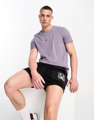 ASOS DESIGN t-shirt with roll sleeve in washed purple