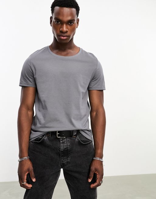 ASOS DESIGN t-shirt with scoop neck in washed grey | ASOS