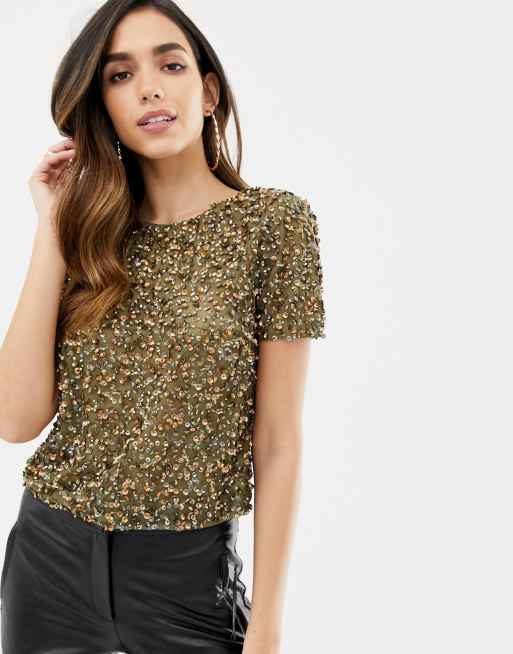 ASOS DESIGN T-Shirt With Sequin Embellishment