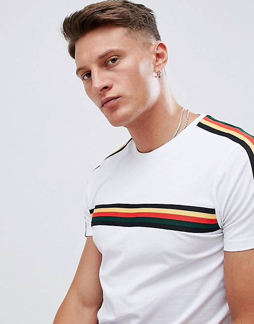ASOS DESIGN t-shirt with shoulder and chest taping in white | ASOS