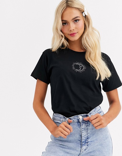 ASOS DESIGN t-shirt with sketchy sun and moon print
