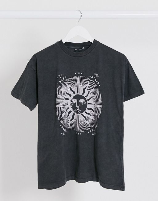 ASOS DESIGN t-shirt with solstice sun print in wash | ASOS
