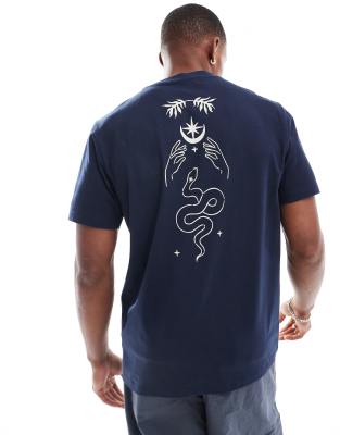 ASOS DESIGN t-shirt with spine print in navy