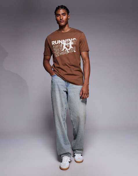 ASOS DESIGN t-shirt with sports graphic in brown - view 2