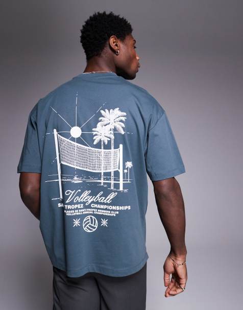 ASOS DESIGN t-shirt with sports graphic in charcoal - view 1