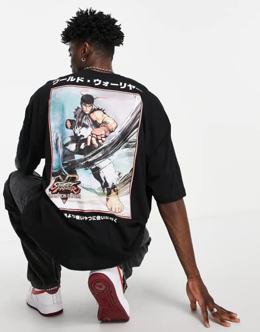 ASOS DESIGN T-shirt with Street Fighter graphic print in black